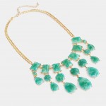 Emerald Waterfall Lucite Marbled Geo Stone Necklace